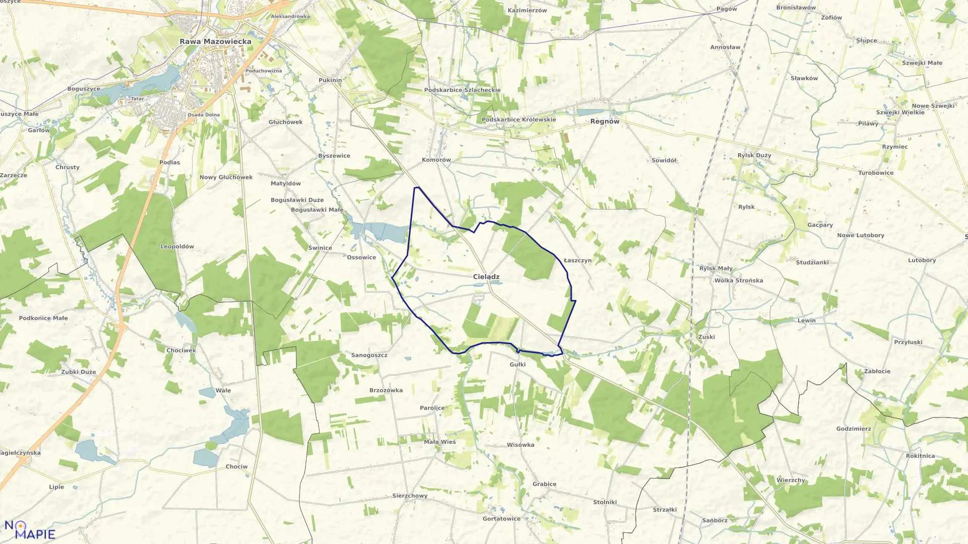 Mapa obrębu CIELĄDZ w gminie Cielądz