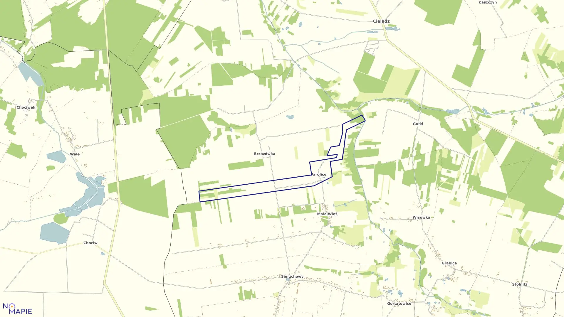 Mapa obrębu PAROLICE w gminie Cielądz