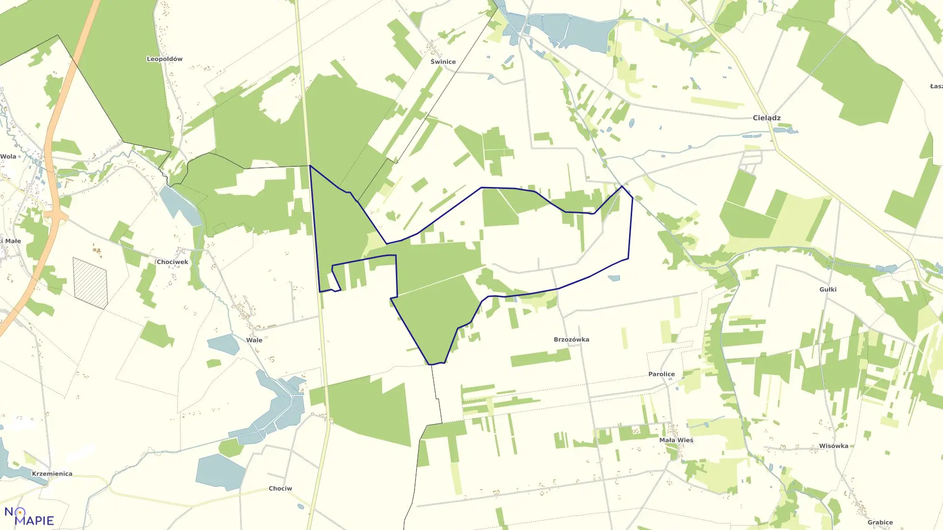 Mapa obrębu SANOGOSZCZ w gminie Cielądz